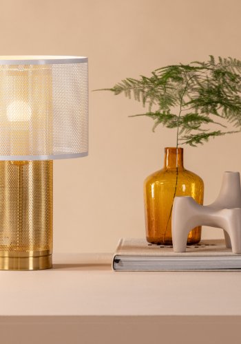 VENTURE DESIGN Gap Tischlampe - Weiß und Gold Eisen