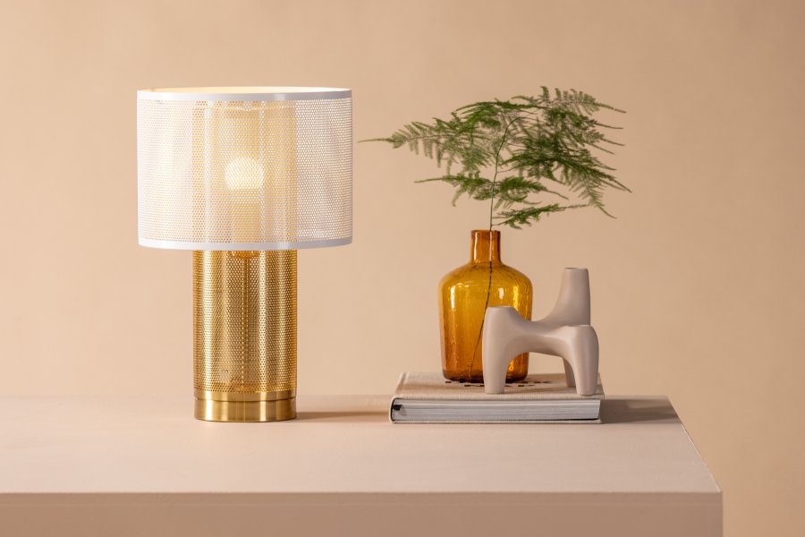 VENTURE DESIGN Gap Tischlampe - Weiß und Gold Eisen