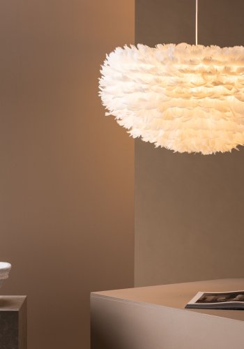 VENTURE DESIGN Nicola taklampe, X-Large - hvit kunstig fjr