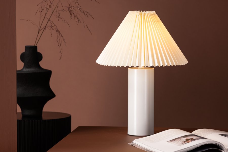 VENTURE DESIGN Largin bordlampe - offwhite papir og lysegr jern