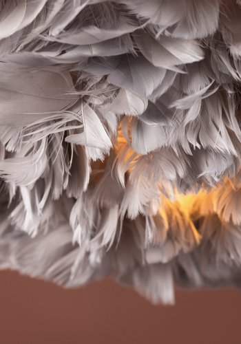 VENTURE DESIGN Nicola taklampe, Medium - gr kunstig fjr