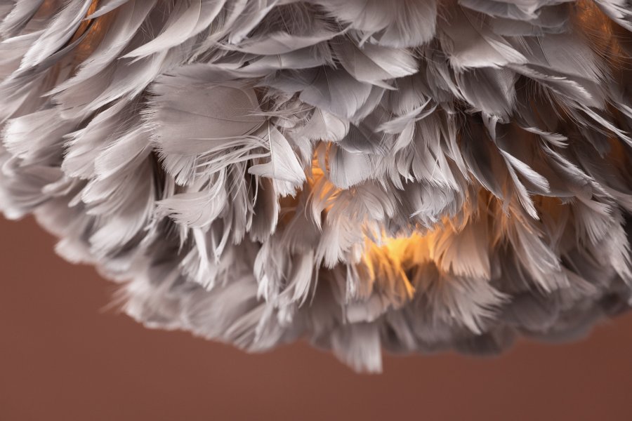 VENTURE DESIGN Nicola taklampe, Medium - gr kunstig fjr