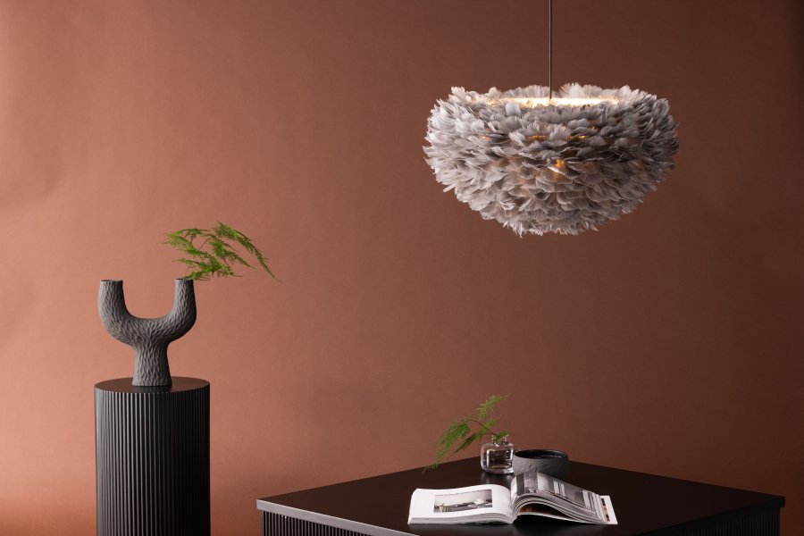 VENTURE DESIGN Nicola taklampe, Stor - gr kunstige fjr