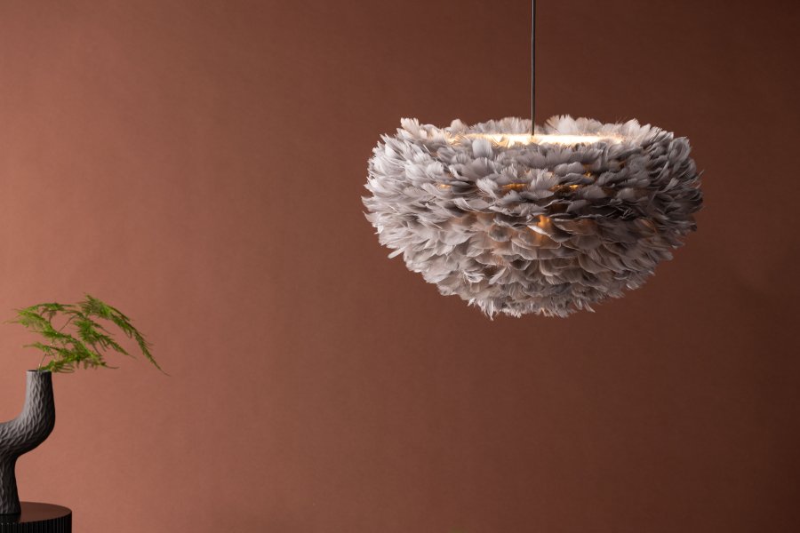 VENTURE DESIGN Nicola taklampe, Stor - gr kunstige fjr