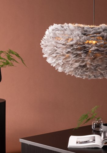 VENTURE DESIGN Nicola loftlampe, X-Large - gr kunstige fjer