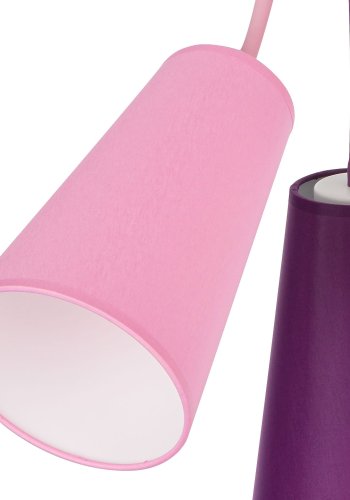 TK Wire barnelampe, m. 3 skjermer - flerfarget stoff og hvitt metall