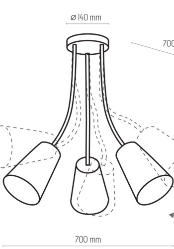 TK Wire barnelampe, m. 3 skjermer - flerfarget stoff og hvitt metall