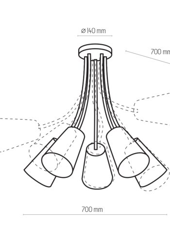TK Wire barnelampe, m. 5 skjermer - flerfarget stoff og hvitt metall