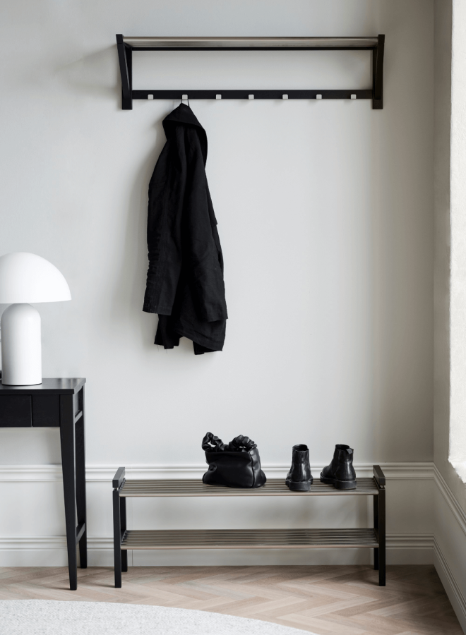 ROWICO Rektangulär Confetti skoställ - metall och svart ek (100x40)