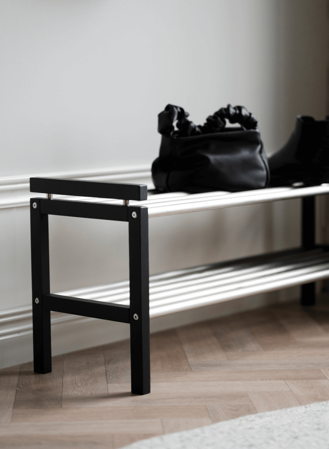 ROWICO Rektangulär Confetti skoställ - metall och svart ek (100x40)