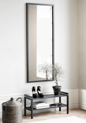 ROWICO rektangulr Confetti vgspejl - spejlglas og sort eg (150x60)