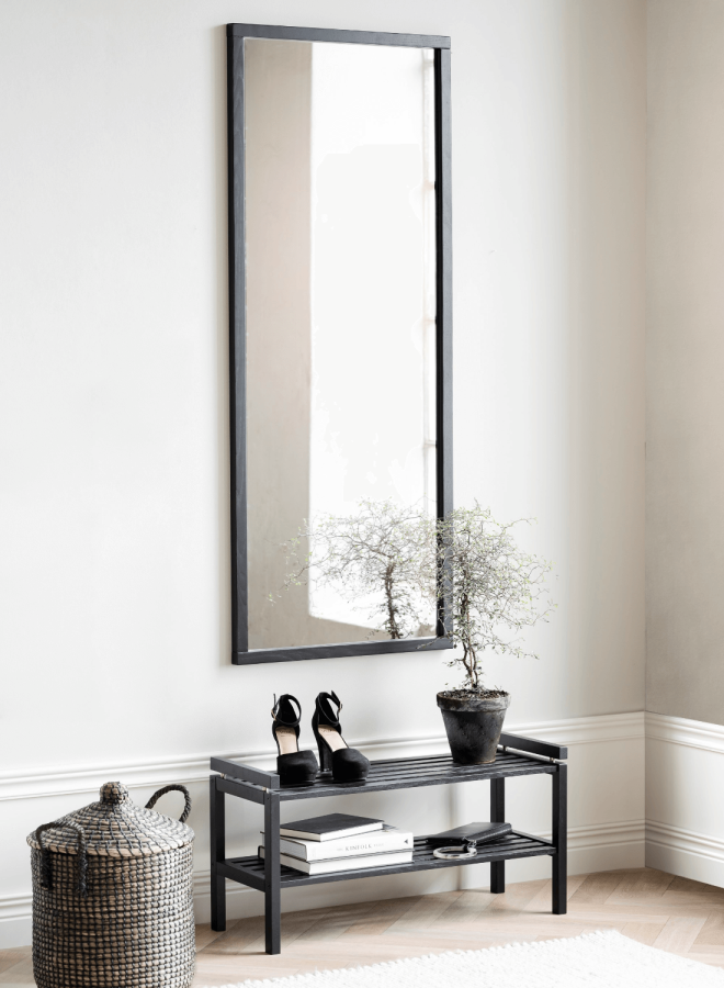 ROWICO rektangulr Confetti vgspejl - spejlglas og sort eg (150x60)