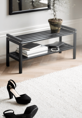 ROWICO rektangulr Confetti skohylde - sort eg (80x40)