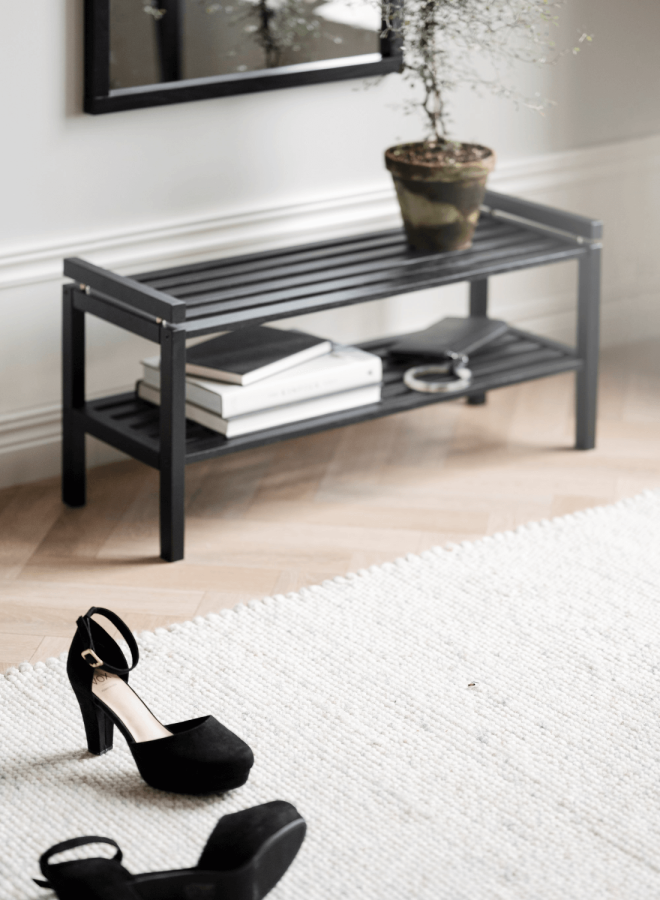 ROWICO rektangulr Confetti skohylde - sort eg (80x40)