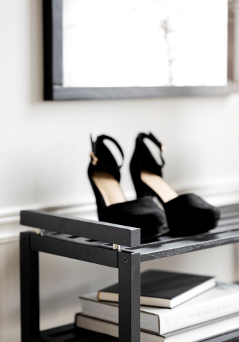 ROWICO rektangulr Confetti skohylde - sort eg (80x40)