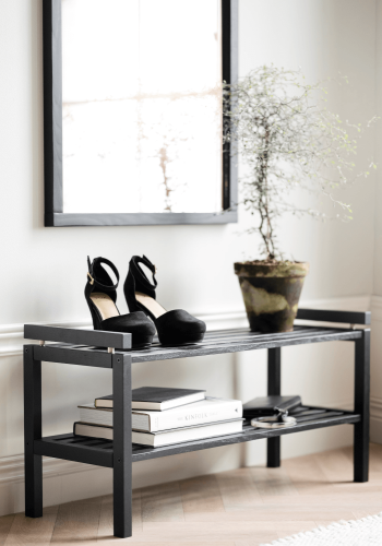 ROWICO rektangulr Confetti skohylde - sort eg (80x40)