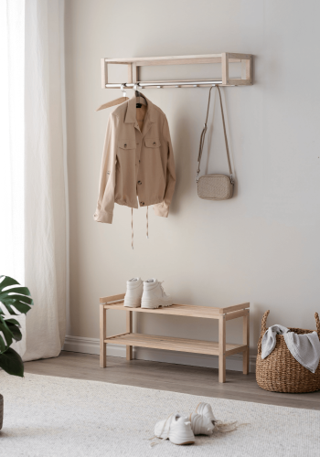 ROWICO rektangulr Confetti skohylde - hvidvasket eg (80x40)