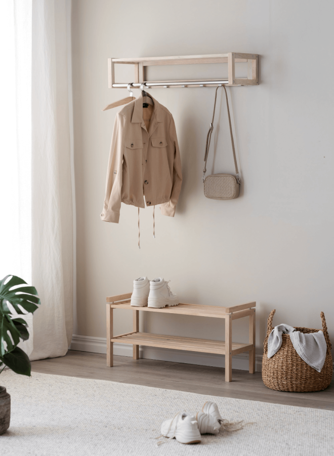 ROWICO rektangulr Confetti skohylde - hvidvasket eg (80x40)