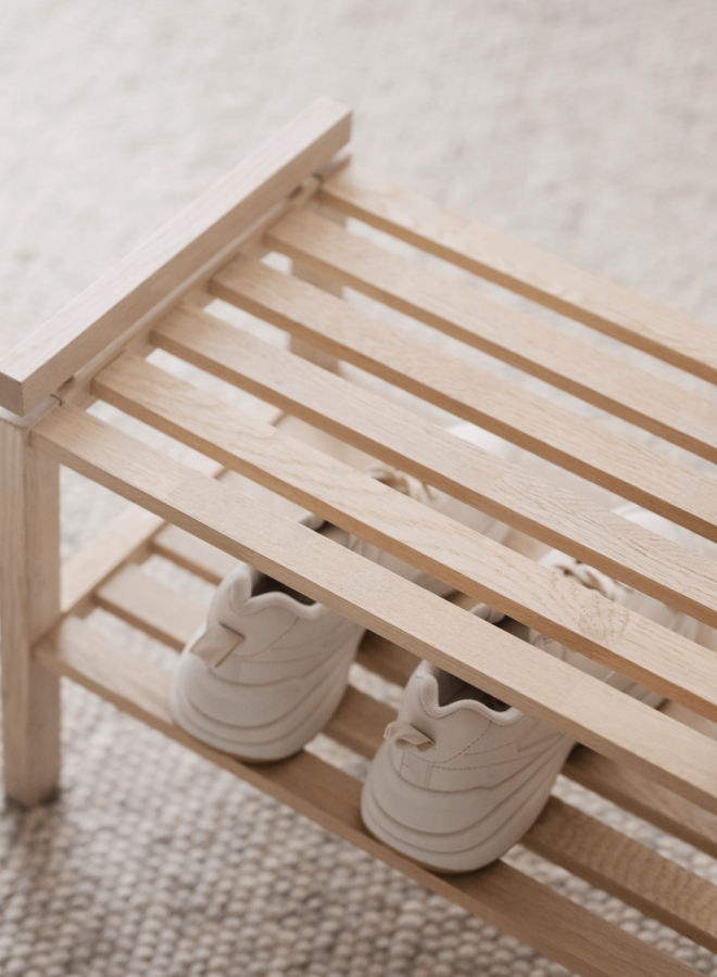 ROWICO rektangulr Confetti skohylde - hvidvasket eg (80x40)