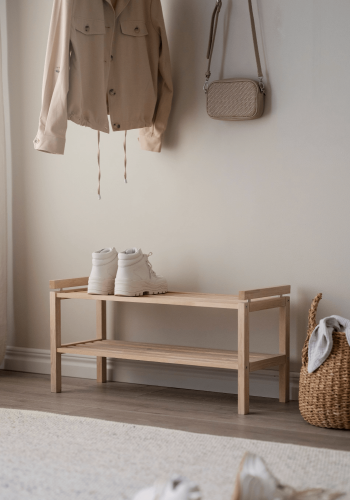 ROWICO rektangulr Confetti skohylde - hvidvasket eg (80x40)