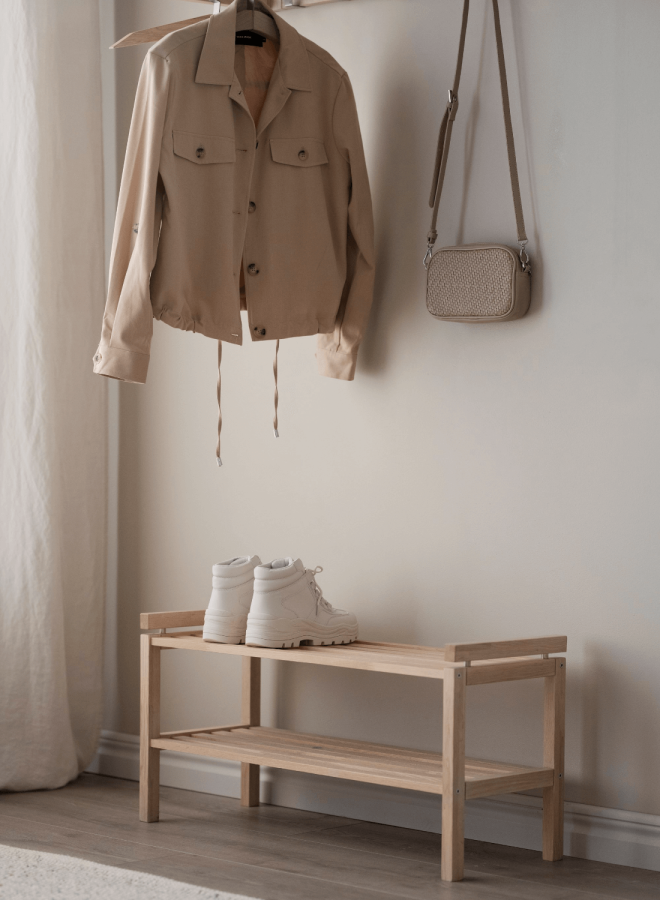 ROWICO rektangulr Confetti skohylde - hvidvasket eg (80x40)