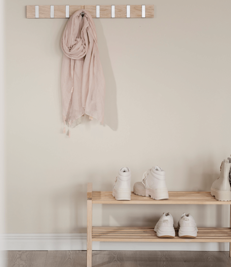 ROWICO rektangulr Confetti knagerkke m. 8 foldekroge - hvidvasket eg og metal (70cm)