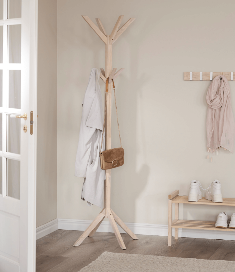 ROWICO rektangulr Confetti knagerkke m. 8 foldekroge - hvidvasket eg og metal (70cm)