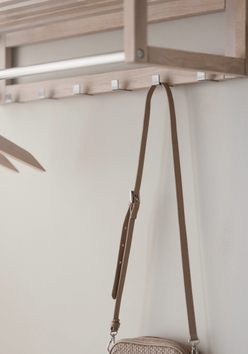 ROWICO rektangulr Confetti hattehylde m. 6 kroge -  hvidvasket eg og metal (80cm) 