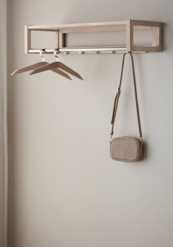 ROWICO rektangulr Confetti hattehylde m. 6 kroge -  hvidvasket eg og metal (80cm) 