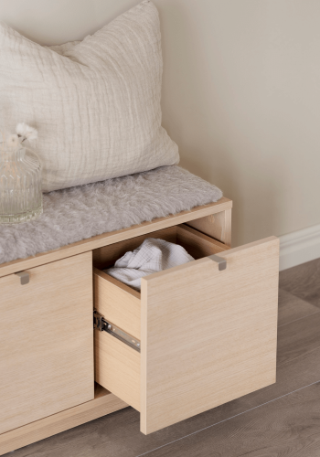 ROWICO Confetti bnk - hvidpigmenteret eg/lysegr hynde, m. 3 skuffer