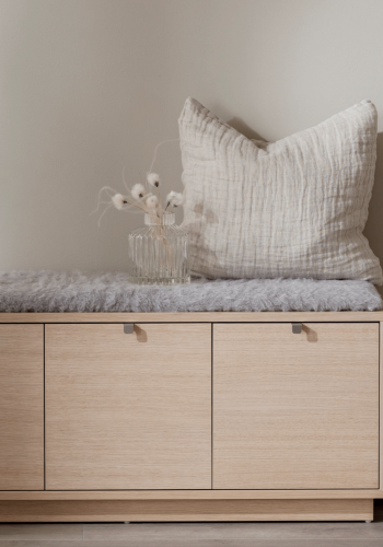 ROWICO Confetti bnk - hvidpigmenteret eg/lysegr hynde, m. 3 skuffer