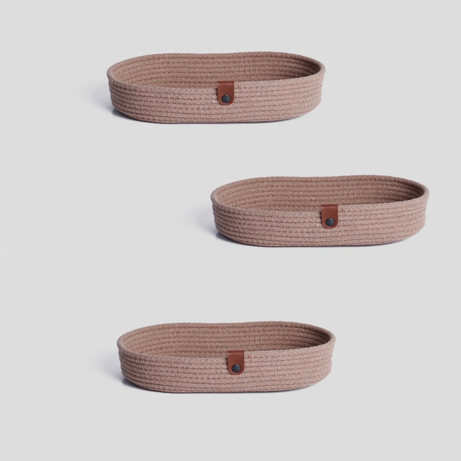 NORDVRK Jute brdkurv - beige bomull (sett med 3)