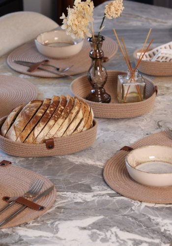 NORDVRK Jute brdkurv - beige bomull (sett med 3)