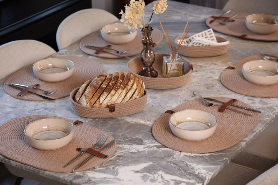 NORDVRK Jute brdkurv - beige bomull (sett med 3)