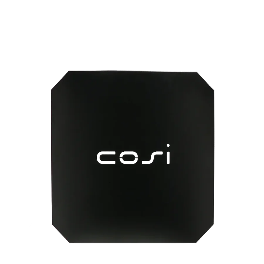 COSI FIRES Cosi Tischplatte, Glaskante L für Feuertisch, quadratisch - schwarzer Stahl (53x53)