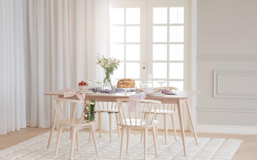 ROWICO Carmen spisebordsstol - hvidpigmenteret gummitr, m. armln