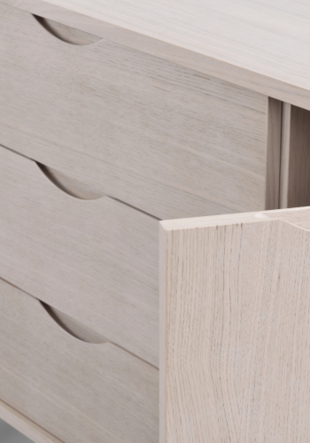 ROWICO Filippa sknk, m. 2 lger og 3 skuffer - hvidolieret egefinér og eg