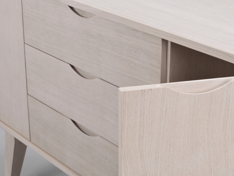 ROWICO Filippa sknk, m. 2 lger og 3 skuffer - hvidolieret egefinér og eg