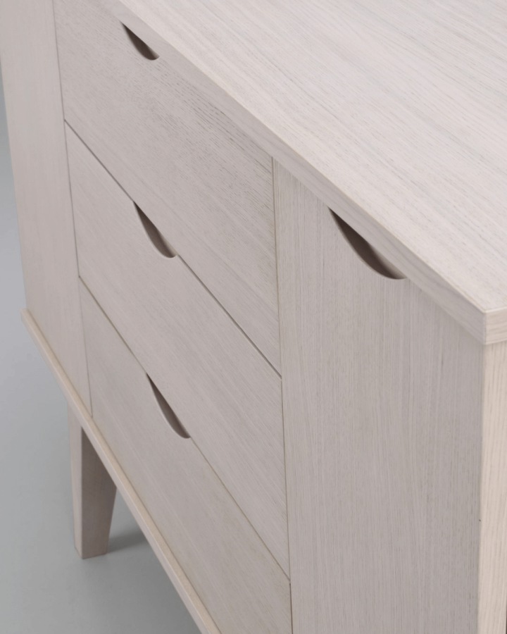 ROWICO Filippa sknk, m. 2 lger og 3 skuffer - hvidolieret egefinér og eg