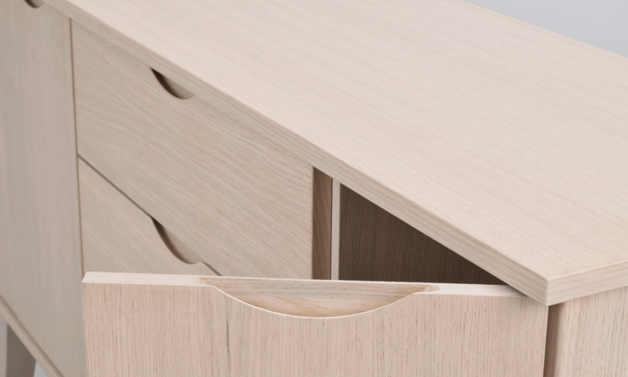 ROWICO Filippa sknk, m. 3 lger og 3 skuffer - hvidpigmenteret egefinér og eg