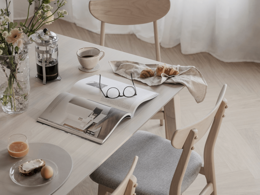 ROWICO Filippa spisebord - hvidolieret eg, m. udtrk (180x90) 