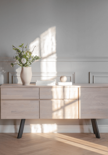 ROWICO Fred skjenk - hvitoljet eik, m. 2 skuffer og 3 drer 