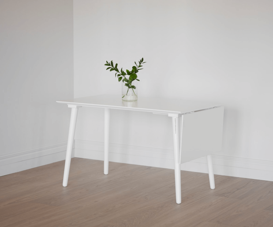 ROWICO Lotta spisebord - hvit med klaff (80x120+40) 