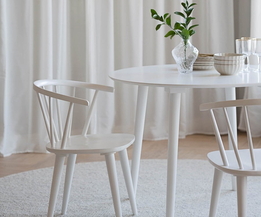 ROWICO Carmen Esszimmerstuhl - weißes Holz, mit Armlehnen