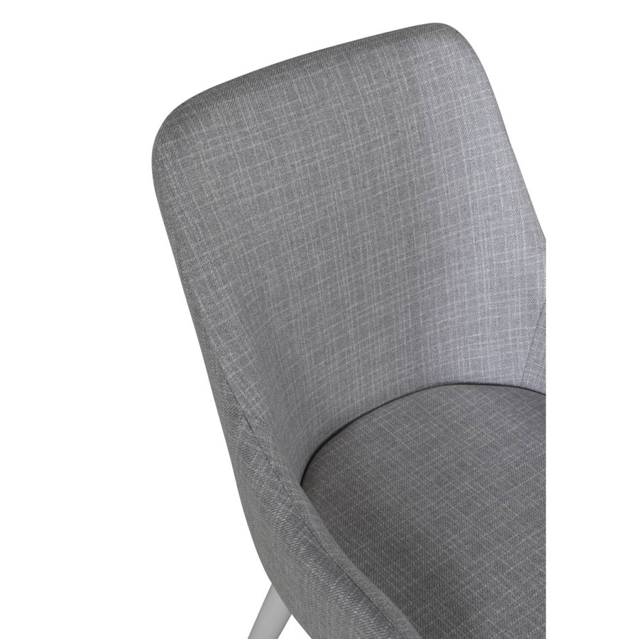 VENTURE DESIGN Plaza spisebordstol, m. armlener - lys gr polyester og hvitt metall