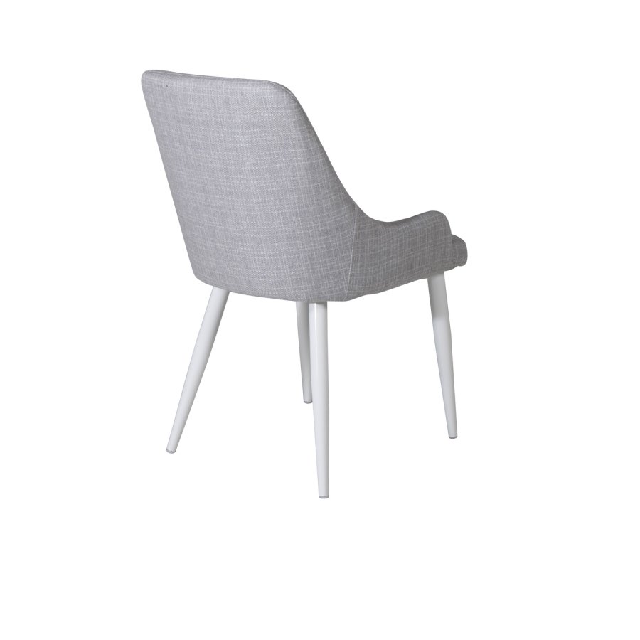 VENTURE DESIGN Plaza spisebordstol, m. armlener - lys gr polyester og hvitt metall