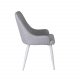 VENTURE DESIGN Plaza spisebordstol, m. armlener - lys gr polyester og hvitt metall