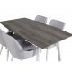VENTURE DESIGN Plaza spisebordstol, m. armlener - lys gr polyester og hvitt metall