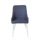 VENTURE DESIGN Plaza spisebordstol, med armlener - bl polyester og hvitt metall
