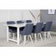 VENTURE DESIGN Plaza spisebordstol, med armlener - bl polyester og hvitt metall